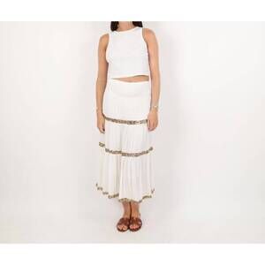 NEW ROSE & ROSE sequin stripe skirt in white